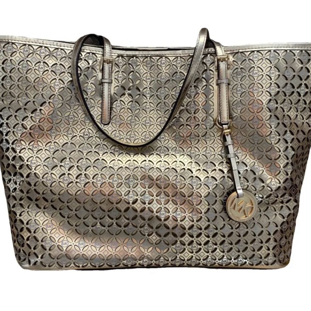 Michael Kors Jet Set Tote - Silver with Laser Cut Design